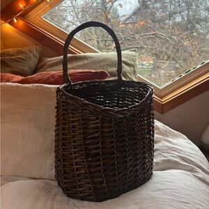 Brown Wicker Basket with Handle